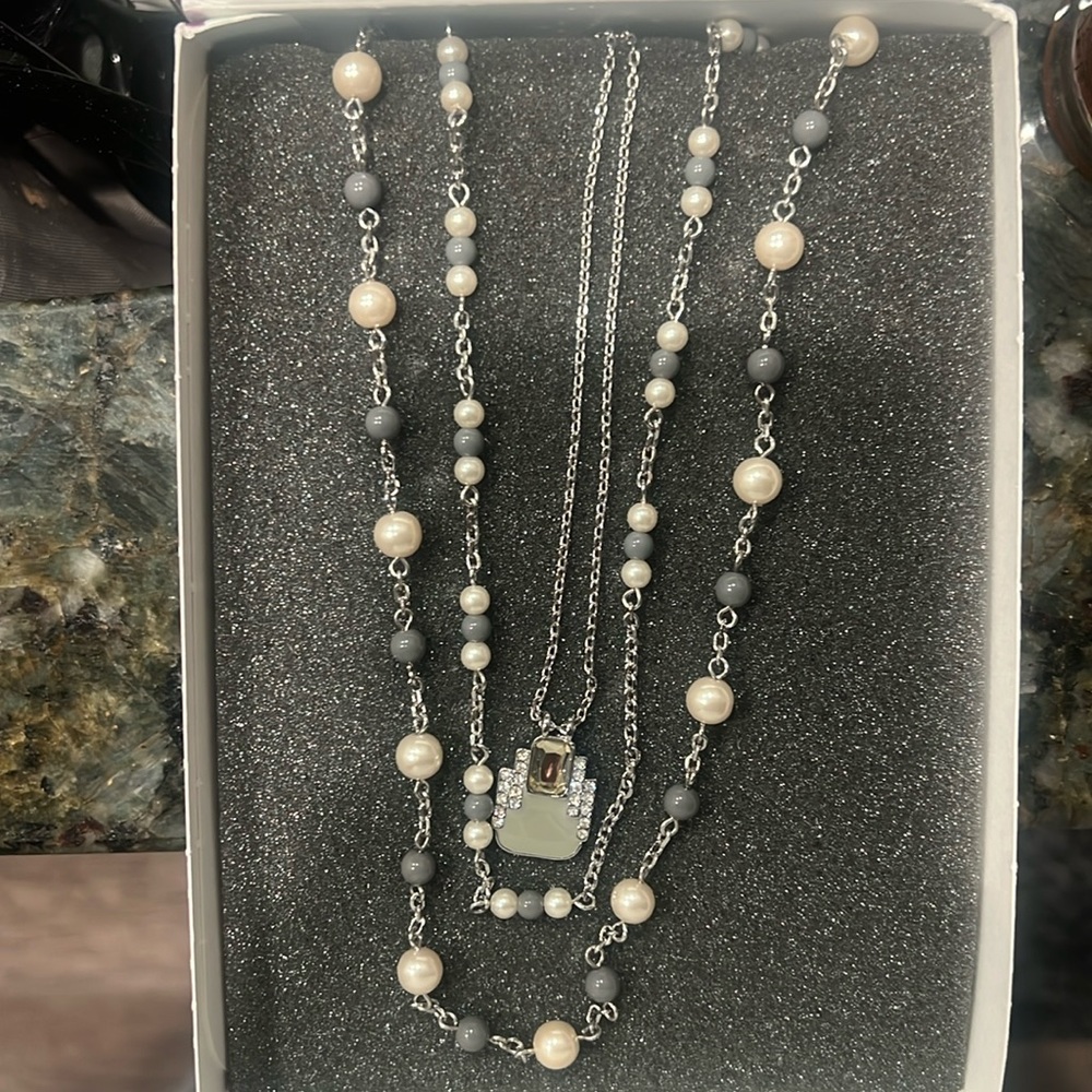 Lia Sophia long 3 strand necklace